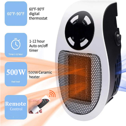 500W Smart Ceramic Heater | Energy-Efficient Personal Radiator with Remote