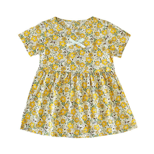 BloomBaby™ Puff Sleeve Baby Dress | Soft Cotton Floral Boutique Style