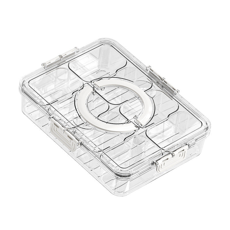 Clear Divided Serving Tray | Multi-Compartment Fridge Organizer with Lid