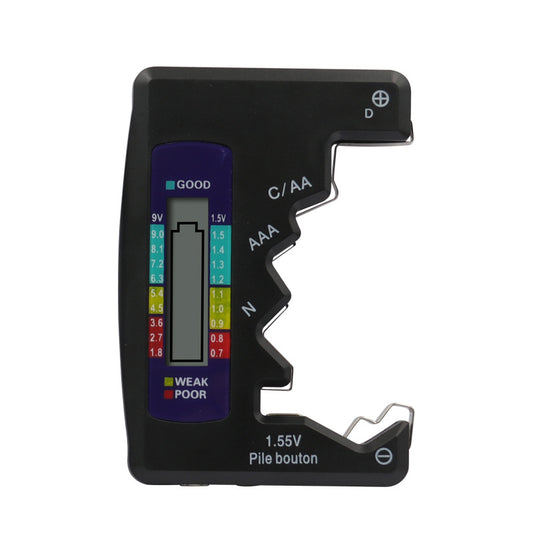 Universal Digital Battery Tester – LCD Display for AA, AAA, 9V, C, D & Button Cell Batteries