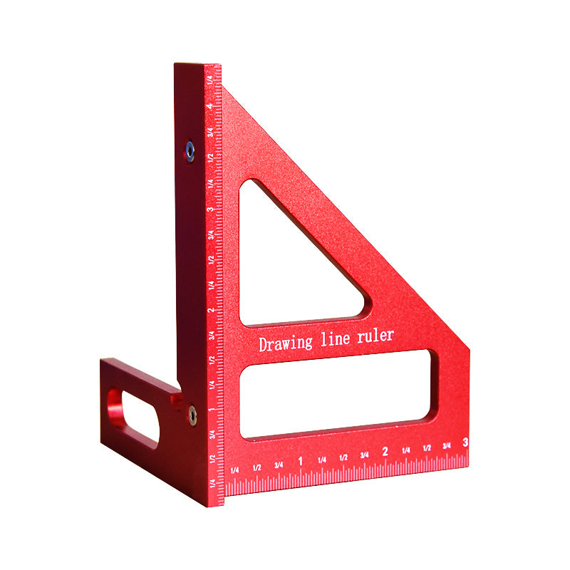 Precision Aluminum Alloy Miter Triangle Ruler – Professional Woodworking Square Protractor (Metric & Imperial)