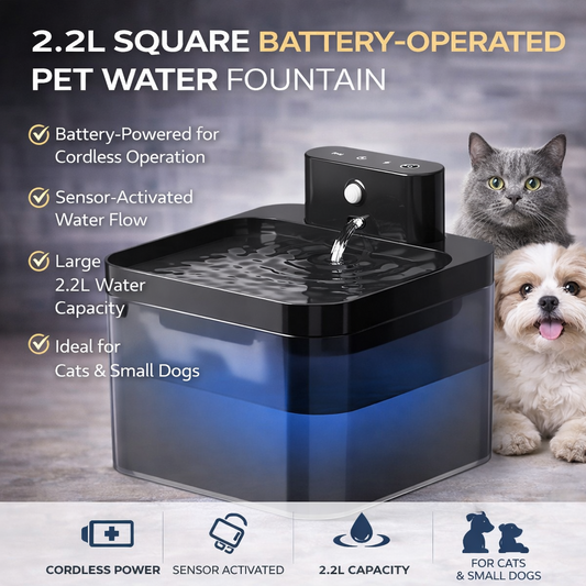 🐾 Automatic Cat & Dog Water Fountain (2.2L) | Silent & Battery Powered! 💧
