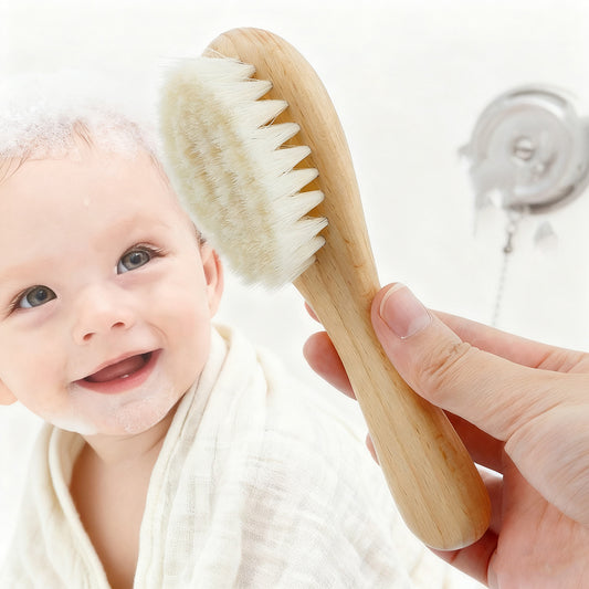 Gentle Newborn Scalp Care Kit | Natural Beech Wood & Goat Hair Brush Set
