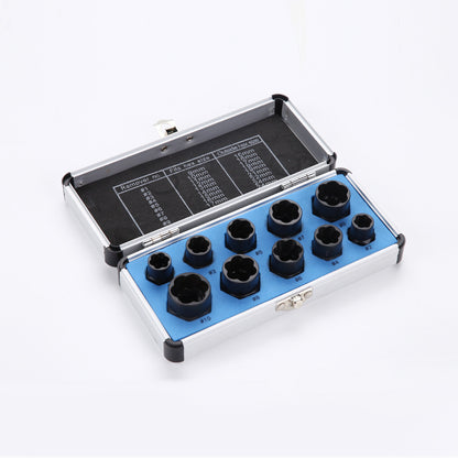 10pc Impact Bolt & Nut Extractor Set | Damaged Screw Remover | Cr-V Steel with Aluminium Case