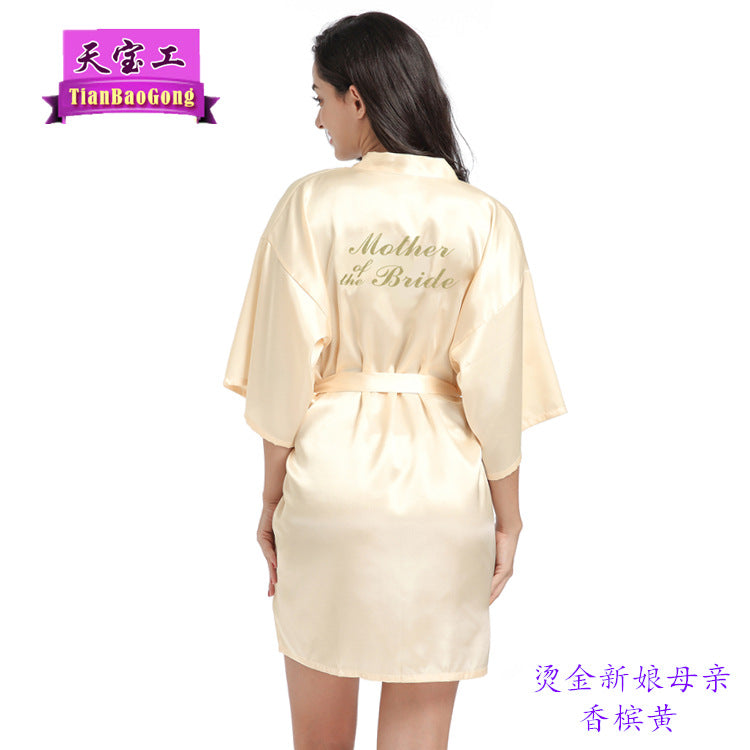 Bridesmaid Robes with Gold Glitter Letter | Satin Wedding Party Sleepwear & Bathrobes