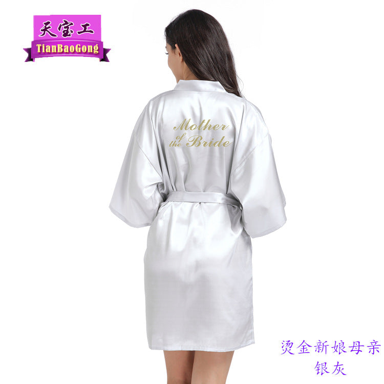 Bridesmaid Robes with Gold Glitter Letter | Satin Wedding Party Sleepwear & Bathrobes