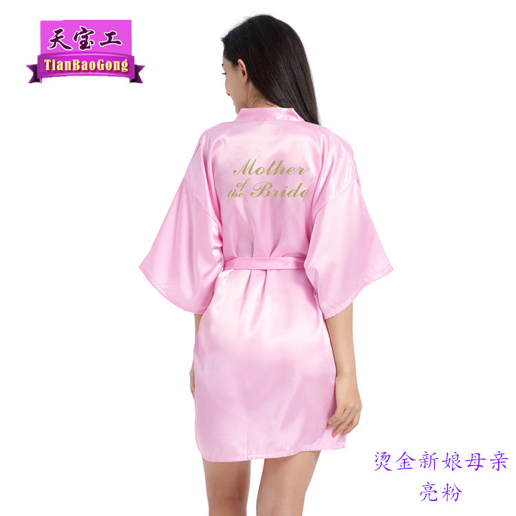 Bridesmaid Robes with Gold Glitter Letter | Satin Wedding Party Sleepwear & Bathrobes