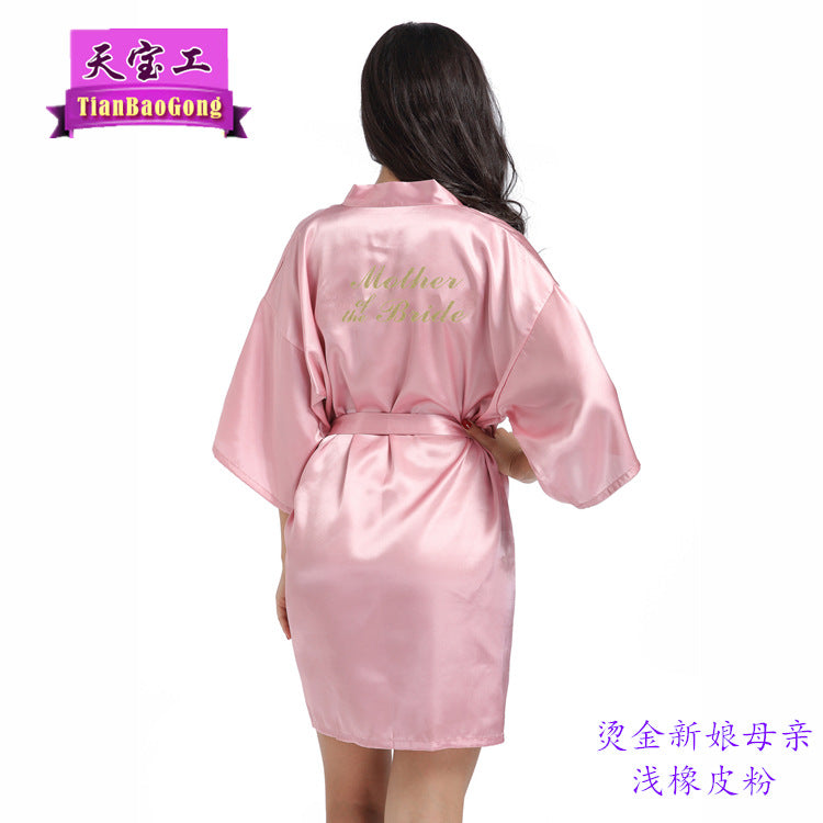 Bridesmaid Robes with Gold Glitter Letter | Satin Wedding Party Sleepwear & Bathrobes