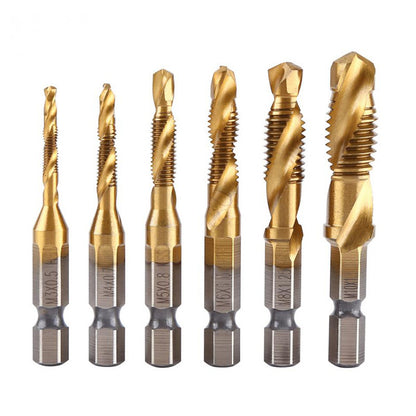 Titanium Plated HSS Metric Compound Taps – Precision Threading Drill Bits Set (M3–M10)