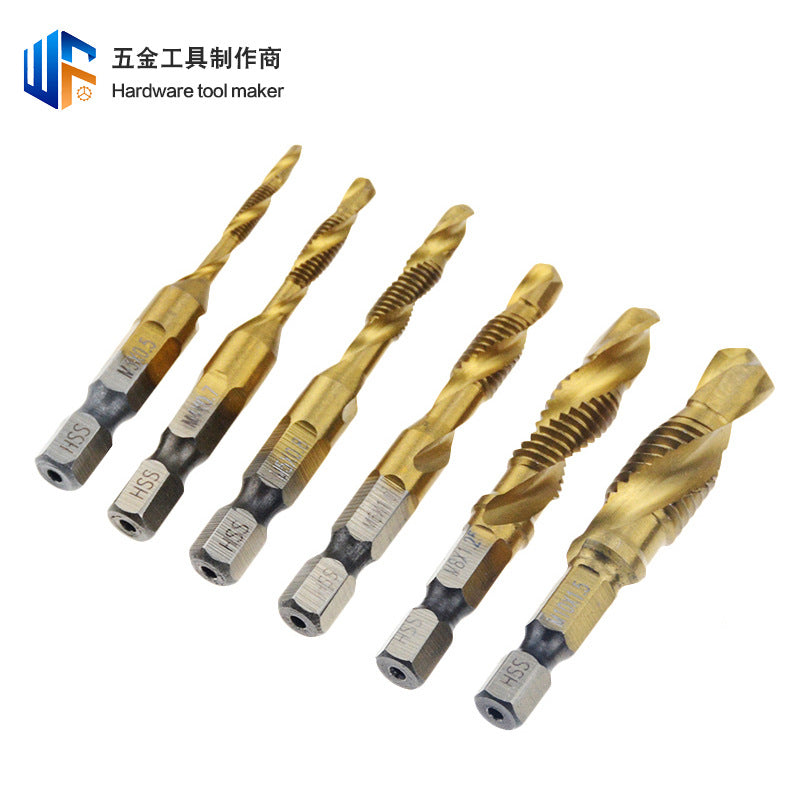 Titanium Plated HSS Metric Compound Taps – Precision Threading Drill Bits Set (M3–M10)