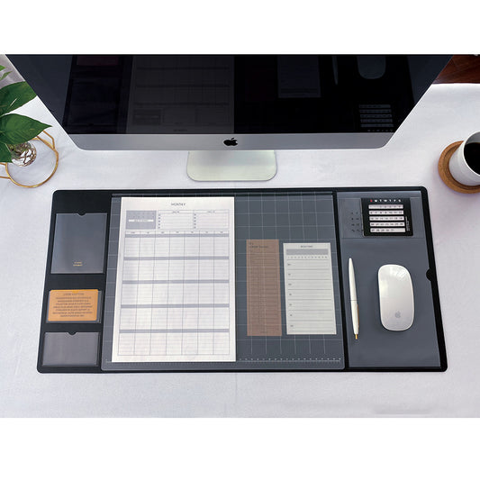 2-in-1 XXL Desk Organizer | Large PU Leather Mouse Pad & Writing Mat
