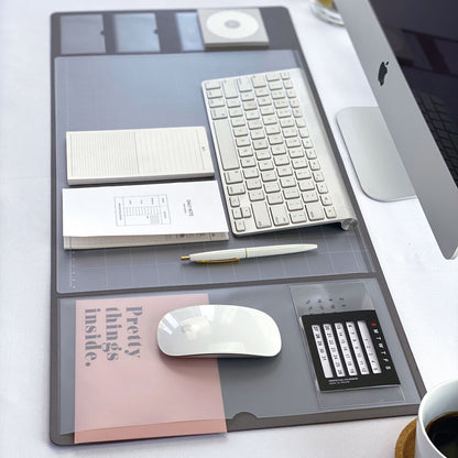 2-in-1 XXL Desk Organizer | Large PU Leather Mouse Pad & Writing Mat