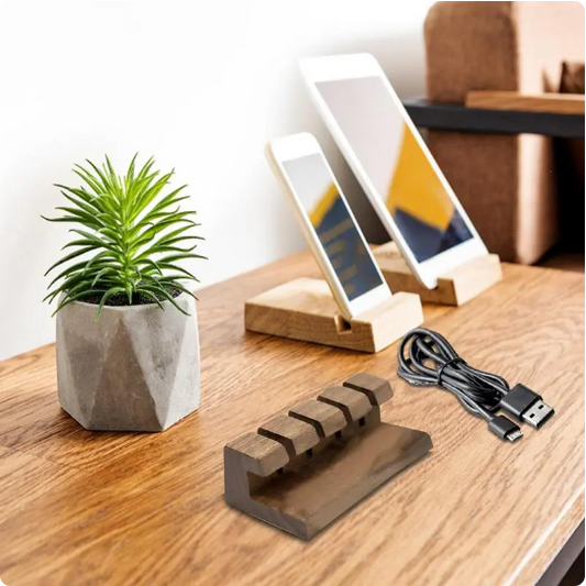 Aesthetic Wooden Cable Organizer | Minimalist Cord Keeper for Desk & Bedside