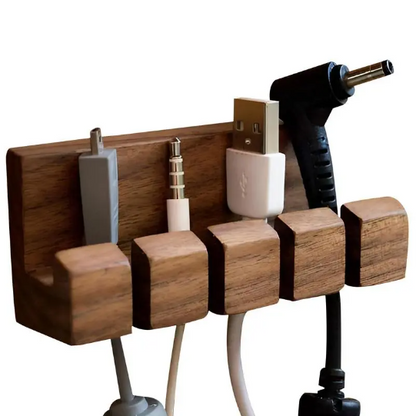 Aesthetic Wooden Cable Organizer | Minimalist Cord Keeper for Desk & Bedside