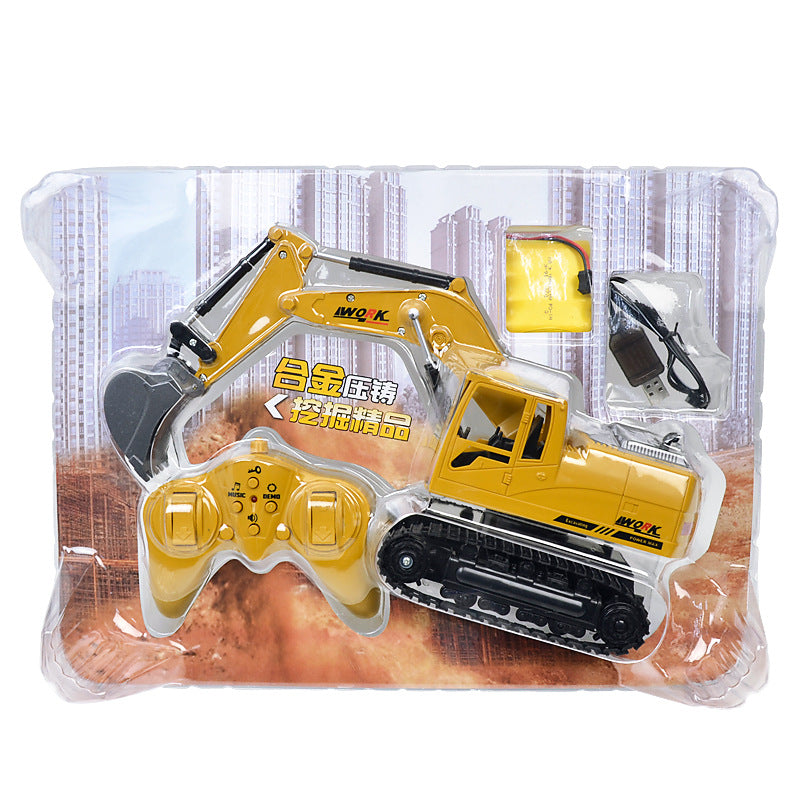 1:24 Alloy RC Excavator Toy | 2.4G 8-Way Remote Control Construction Vehicle
