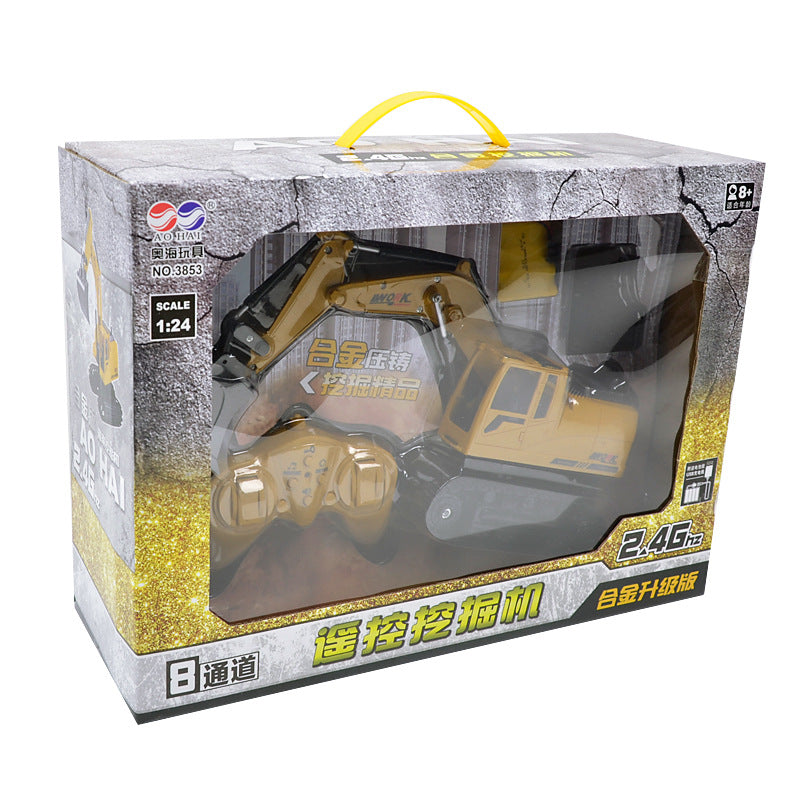 1:24 Alloy RC Excavator Toy | 2.4G 8-Way Remote Control Construction Vehicle