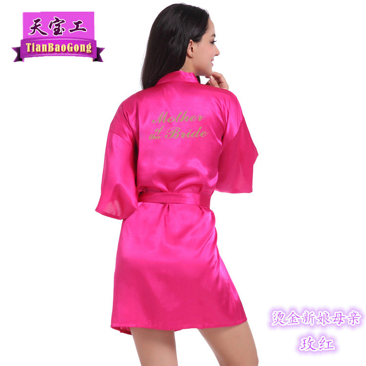 Bridesmaid Robes with Gold Glitter Letter | Satin Wedding Party Sleepwear & Bathrobes