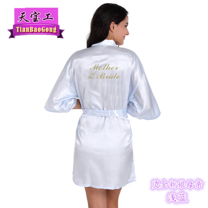 Bridesmaid Robes with Gold Glitter Letter | Satin Wedding Party Sleepwear & Bathrobes