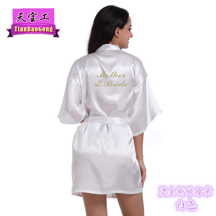 Bridesmaid Robes with Gold Glitter Letter | Satin Wedding Party Sleepwear & Bathrobes