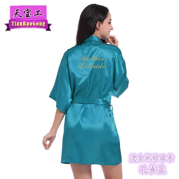 Bridesmaid Robes with Gold Glitter Letter | Satin Wedding Party Sleepwear & Bathrobes