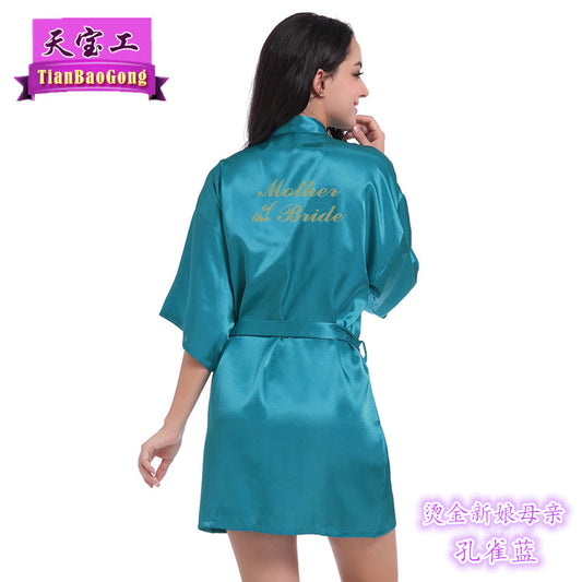 Bridesmaid Robes with Gold Glitter Letter | Satin Wedding Party Sleepwear & Bathrobes
