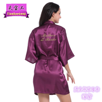 Bridesmaid Robes with Gold Glitter Letter | Satin Wedding Party Sleepwear & Bathrobes