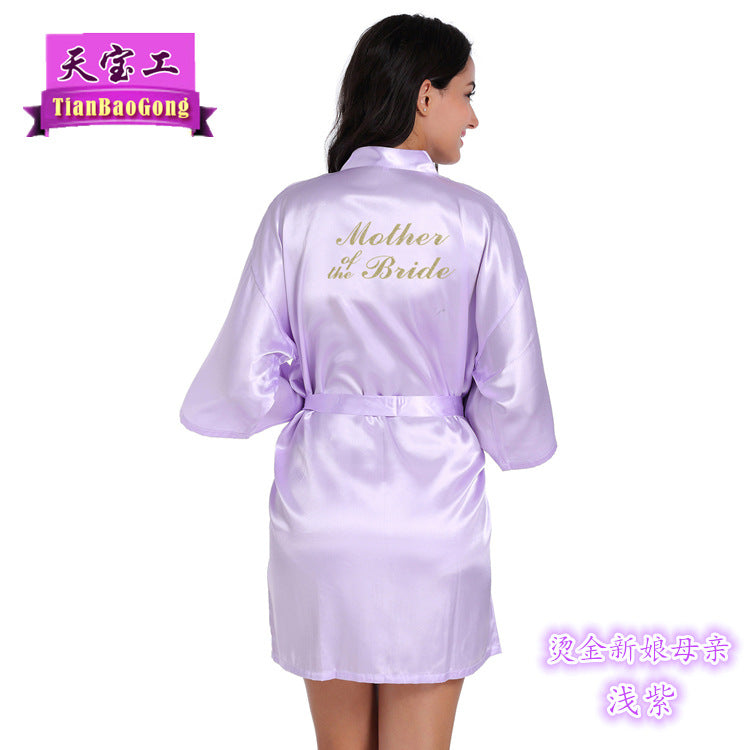 Bridesmaid Robes with Gold Glitter Letter | Satin Wedding Party Sleepwear & Bathrobes