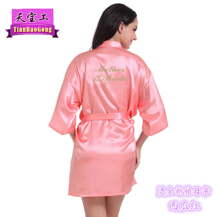 Bridesmaid Robes with Gold Glitter Letter | Satin Wedding Party Sleepwear & Bathrobes