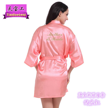 Bridesmaid Robes with Gold Glitter Letter | Satin Wedding Party Sleepwear & Bathrobes
