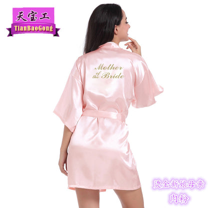 Bridesmaid Robes with Gold Glitter Letter | Satin Wedding Party Sleepwear & Bathrobes