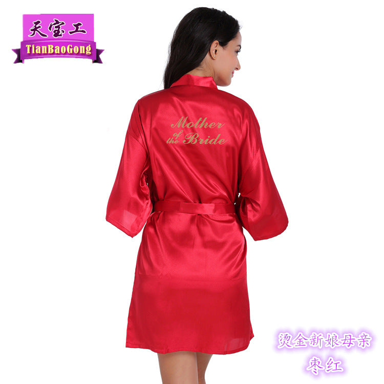 Bridesmaid Robes with Gold Glitter Letter | Satin Wedding Party Sleepwear & Bathrobes