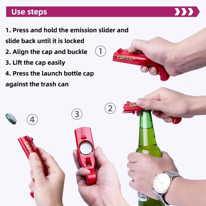 Cap Cannon Bottle Opener | Projectile Cap Launcher | Party Game & Gag Gift