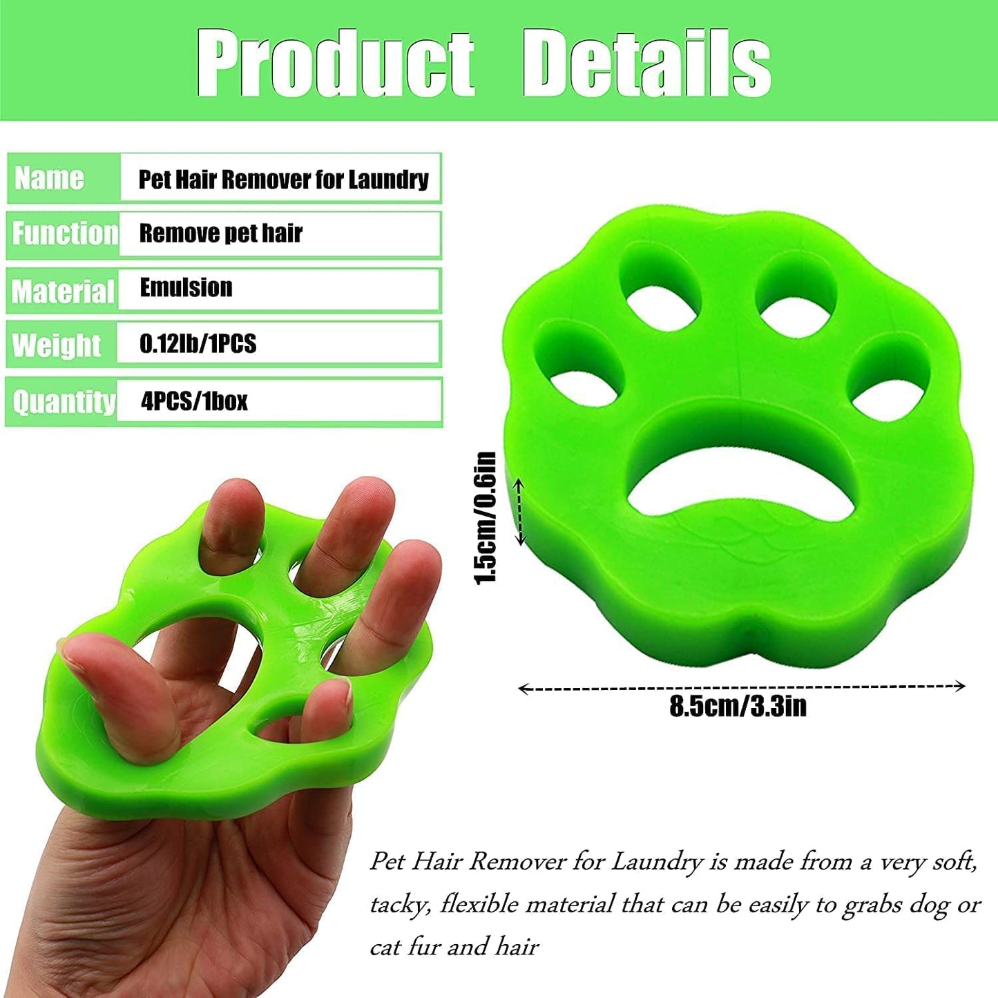 Ultimate Laundry Pet Hair Remover (4-Pack) | Eco-Friendly & Reusable 🐾