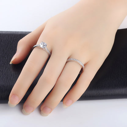 Cubic Zirconia Ring Set | Silver-Toned Couple & Friendship Rings (Set of 2)