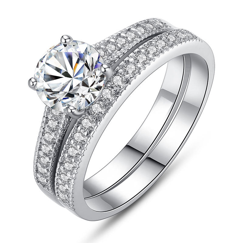 Cubic Zirconia Ring Set | Silver-Toned Couple & Friendship Rings (Set of 2)