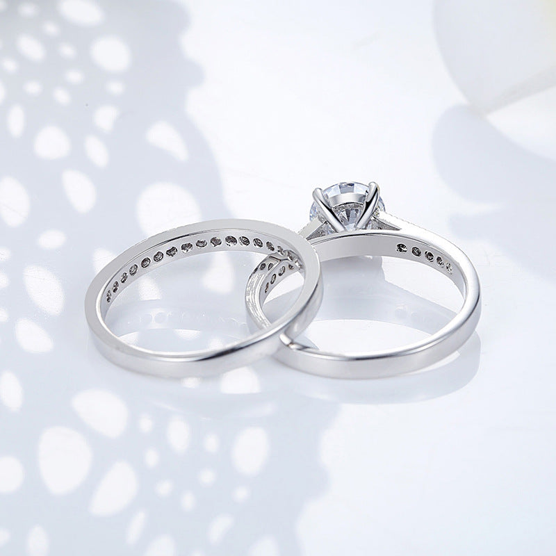 Cubic Zirconia Ring Set | Silver-Toned Couple & Friendship Rings (Set of 2)
