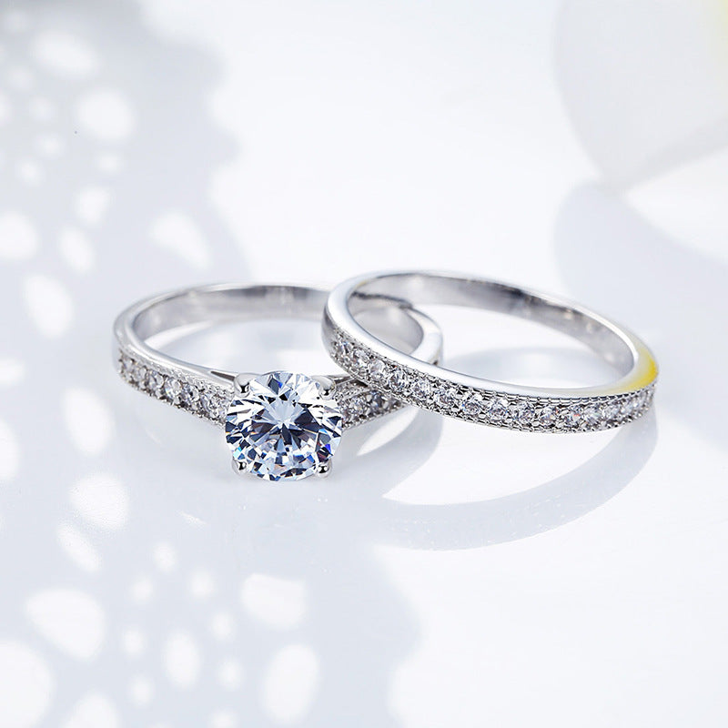 Cubic Zirconia Ring Set | Silver-Toned Couple & Friendship Rings (Set of 2)