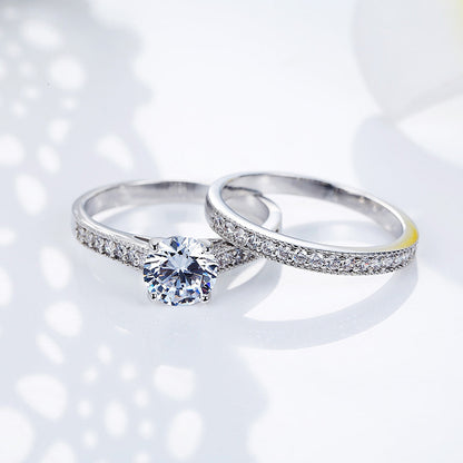 Cubic Zirconia Ring Set | Silver-Toned Couple & Friendship Rings (Set of 2)
