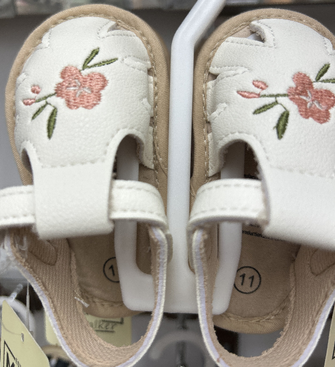 Floral Embroidery Baby Sandals – Soft Sole First Walkers for Girls