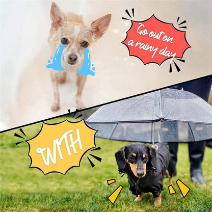 2-in-1 Pet Umbrella & Leash | Transparent Rain Cover for Dogs & Cats