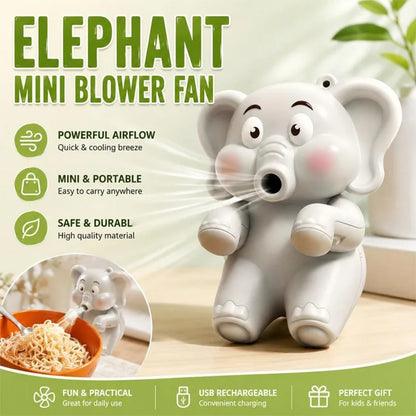 Mini Food Cooling Fan – Elephant Edition | Clip-On USB-C Rechargeable