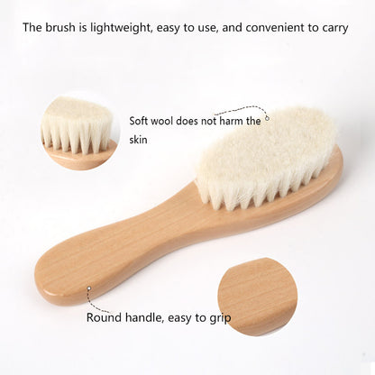 Gentle Newborn Scalp Care Kit | Natural Beech Wood & Goat Hair Brush Set
