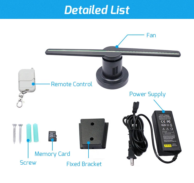 T40 3D Hologram Projector Fan - WiFi LED Display for Retail, Events & Home