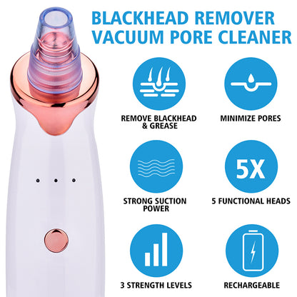 Professional Pore Vacuum & Blackhead Remover | 5-in-1 Facial Treatment