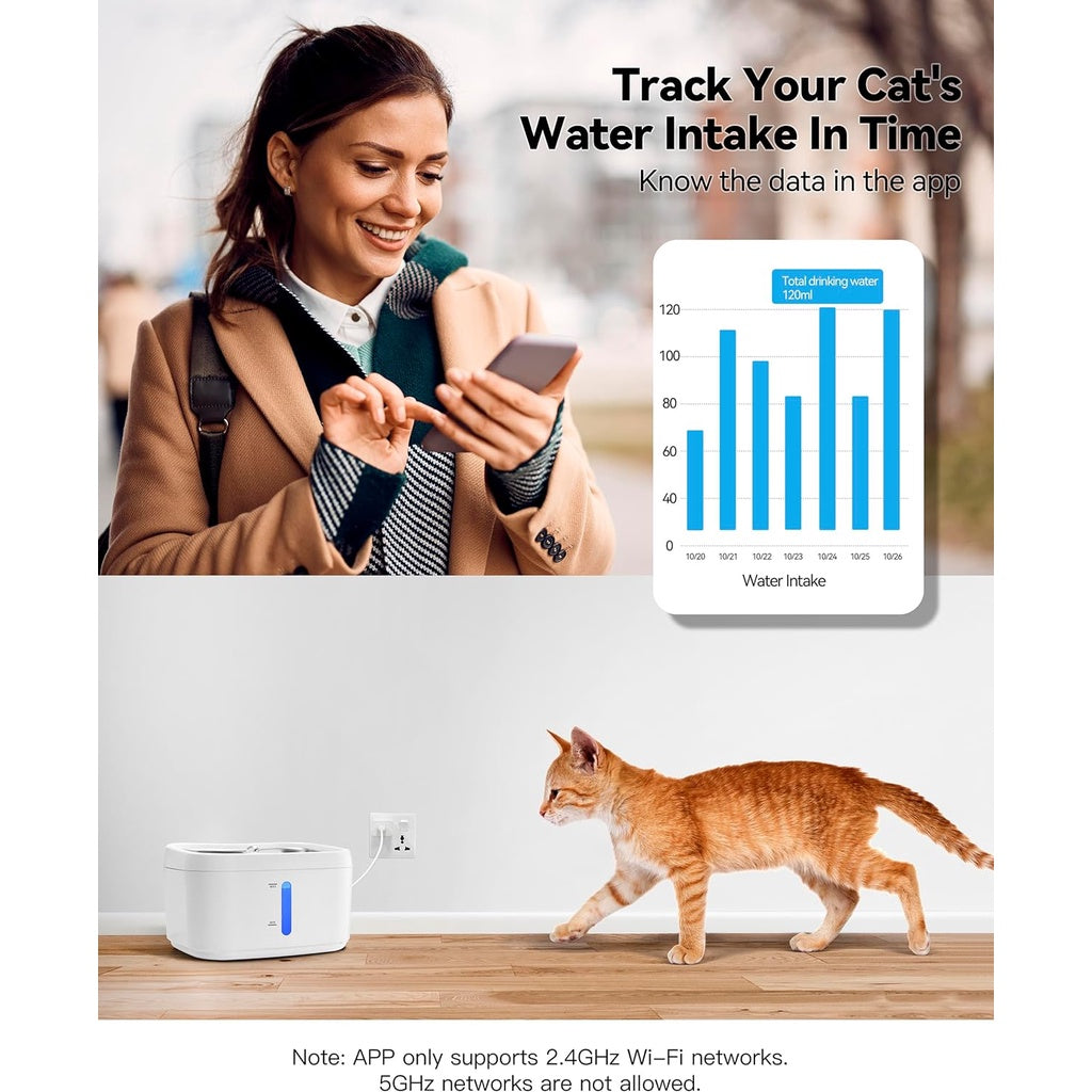 🌐 Smart AI Cat Water Fountain | App-Controlled & Health Monitoring 🐾