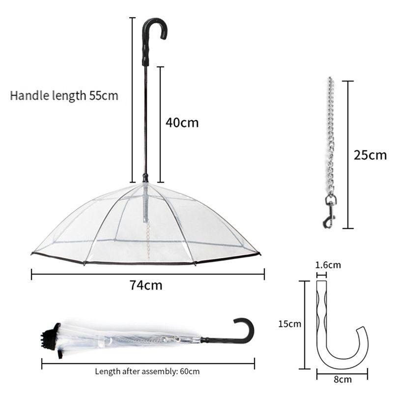 2-in-1 Pet Umbrella & Leash | Transparent Rain Cover for Dogs & Cats