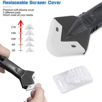 5-in-1 Caulk Finishing Tool Kit | Silicone Sealant Remover & Smoother | 5 Radius Pads