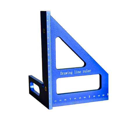 Precision Aluminum Alloy Miter Triangle Ruler – Professional Woodworking Square Protractor (Metric & Imperial)