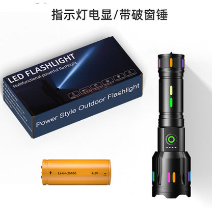 White Laser Tactical Flashlight – 6000LM Super Bright | Digital Battery Display & USB Power Bank