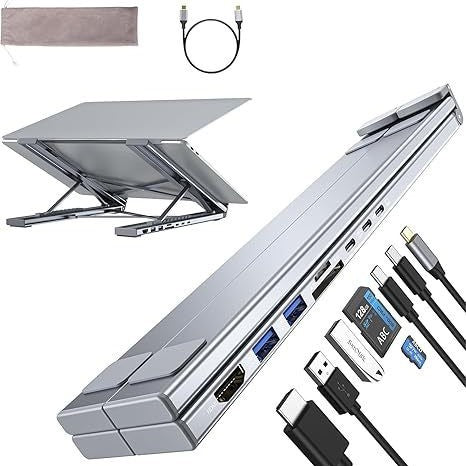 2-in-1 Aluminum Laptop Stand & 7-in-1 USB-C Hub | Ergonomic Cooling Base